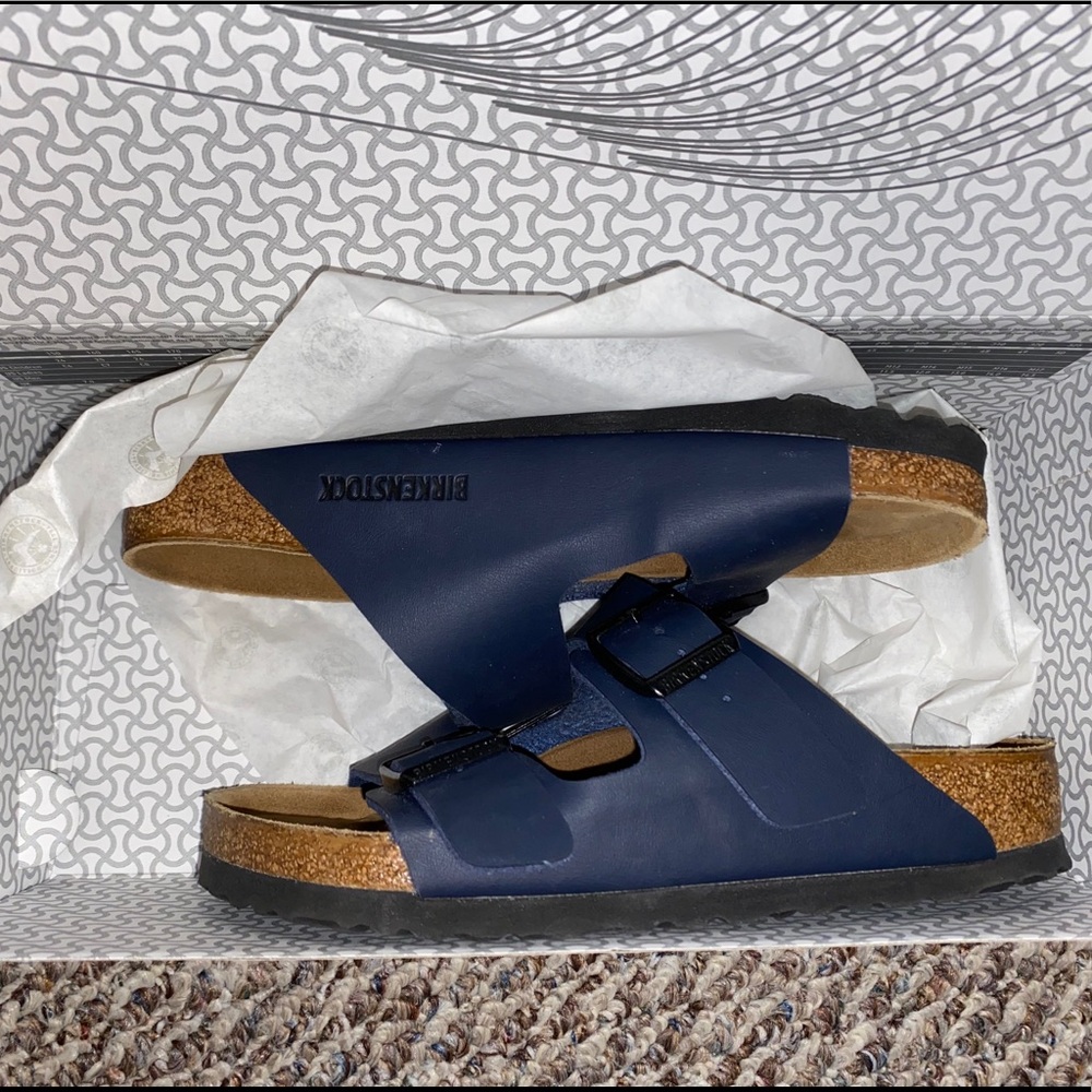 Navy Arizona Birkenstocks